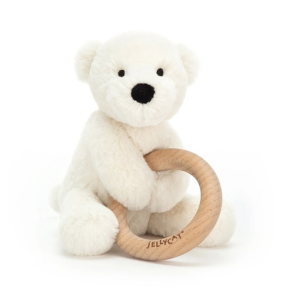 Jellycat Knuffel Rammelaar IJsbeer Shooshu Perry Polar Bear Wooden Ring Toy 3 Jellycat Knuffel Rammelaar IJsbeer Shooshu Perry Polar Bear Wooden Ring Toy