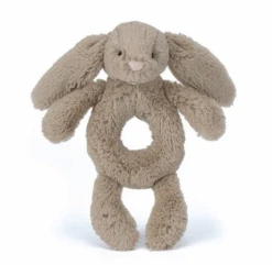 JELLYCAT BASHFUL BEIGE BUNNY RING RATTLE